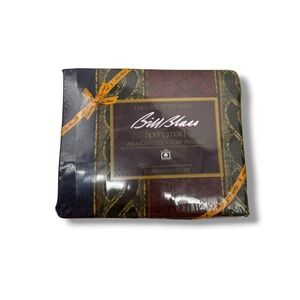 Bill‎ Blass Springmaid Full Fitted Sheet Burgundy Blue Geometric Percale Vintage
